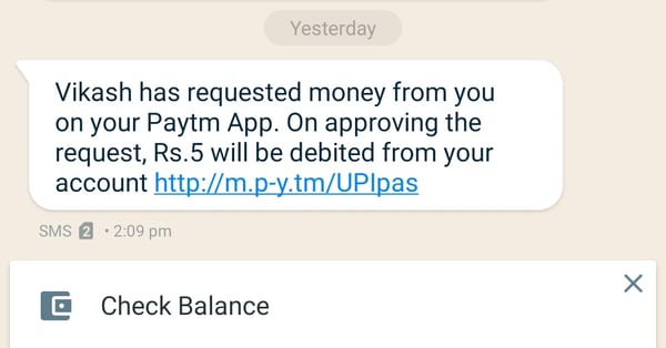 PayTm Fraud Message