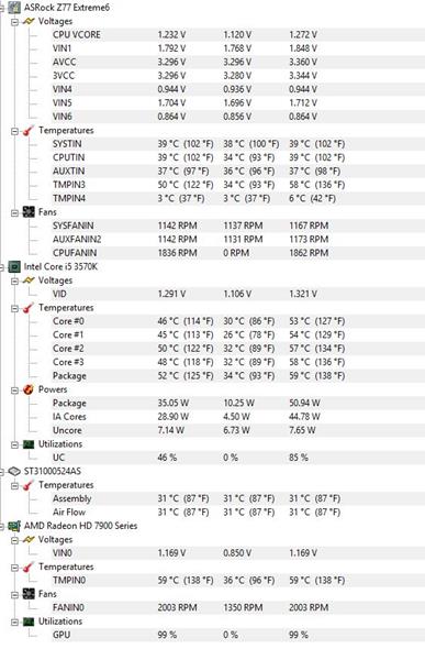 After 5 minutes of Gaming - Crysis 3 Temperature